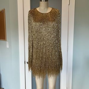 Naeem Khan Gold Beaded Fringe Tunic